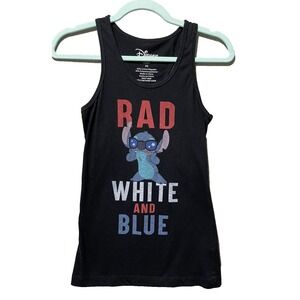 Disney‎ STITCH Shirt XS Black "RAD, WHITE & BLUE" Racerback  NWOT